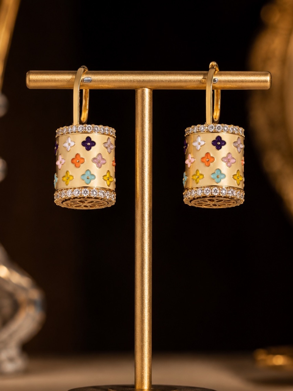 Floral Motif Statement Earrings